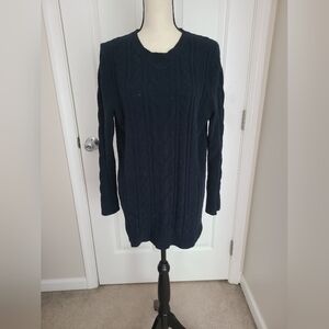 J. Jill Tall Navy Cable Knit Chenille Sweater